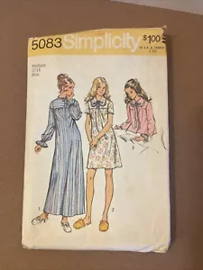 Vintage 70er Jahre NACHTHEMD Muster Passe LANG KURZ Simplicity 5083 Gr. MED 12-14 - Bild 1 von 4
