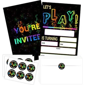 Glow Birthday Invitations Let's Play Birthday Party Invitations - 4 X 6 Inch ... - Picture 1 of 6