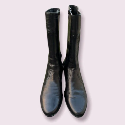 Botas de moda COLE HAAN de cuero negro con cremallera a media pantorrilla para mujer talla 6 estilo AA D15055 Foto 1 de 4