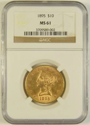 1895 $10.00 Liberty Gold NGC MS-61 #89-002 - Image 1 of 2