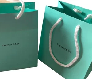 "Juego de 2 bolsas de regalo de papel Tiffany & Co azul 6"X 5"" X 3""" - Imagen 1 de 9