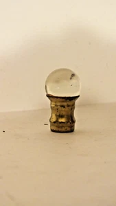 Vintage Lamp Finial Clear Glass Ball 1 1/4 " tall brass colored metal base - Picture 1 of 3