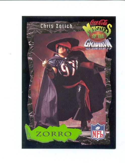 1994 Coke CHRIS ZORICH Chicago Bears Zorro Monsters of the Gridiron Card - Image 1 of 1