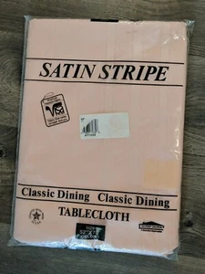 MILLIKEN TABLECLOTH Satin Stripe USA Peach Dupont Dacron 52"x 70" - Picture 1 of 4