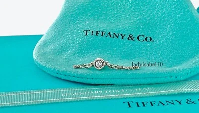 Tiffany & Co Sz 5.5 Elsa Peretti Diamond Yard Ring Love Sterling Silver w Pouch - Image 1 of 4