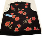 Nwt Draper James Women?S Sleeveless Sweater Black And Red Floral Size Xl