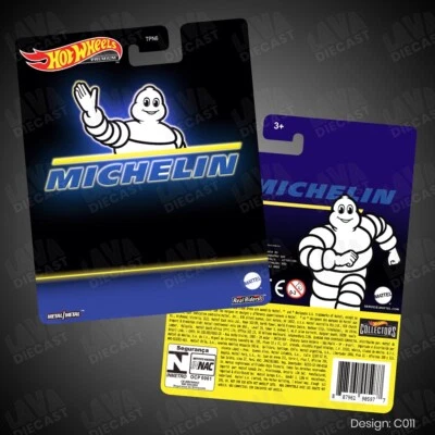 Michelin Racing F1 Tire Custom Hot Wheels Premium Card Diecast Vintage Car Decor - Image 1 of 2