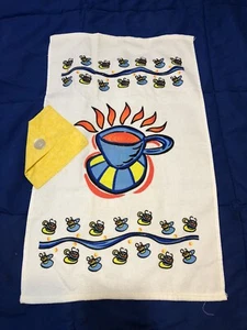 Toalla de cocina MCM vintage con botón - tazas de café coloridas - 16x26 - Imagen 1 de 6