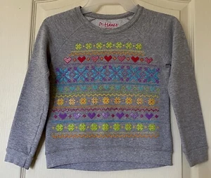 Hanes Girls Embroidered Fleece Lined Pullover Gray M Sweater, Pink/Purple/Teal - Picture 1 of 2