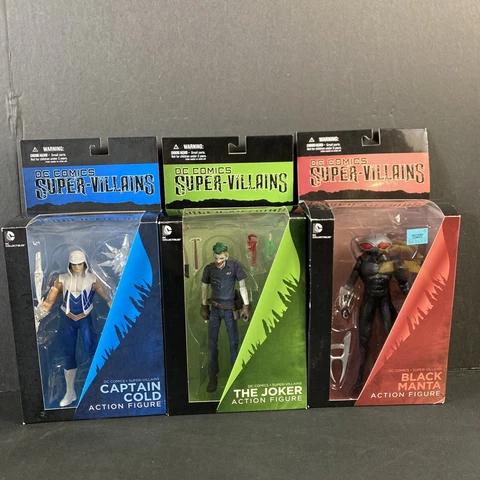 (3) DC COMICS SUPER-VILLAINS CAPTAIN COLD JOKER BLACK MANTA OPEN BOX Cover