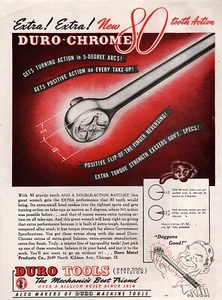 1946 Duro Chrome Ratchet Hand Tool Original Color Print Ad - Picture 1 of 1