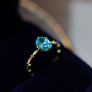 925 Sterling Silver Ring Aquamarine Vintage Jewelry Gemstone Small Size Womens - Picture 1 of 7