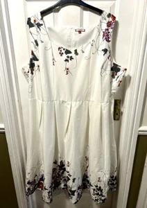 Joe Browns Dress Retro Fit & Flare White Floral Print Occasion Party Size 32 - Picture 1 of 1