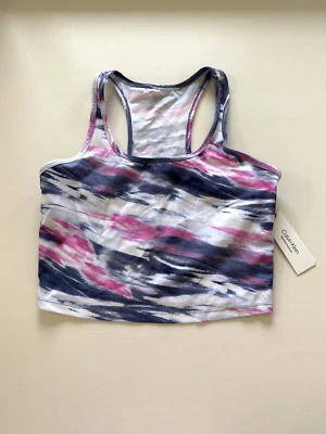 NWT! Calvin Klein Women's Sz L Low Impact Print Scoop Neck Racerback Tank Top - Image 1 of 4