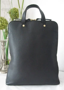 JOHN LEWIS & PARTNERS!!! 100% BLACK LEATHER LARGE TOTE WORKBAG - BACKPACK BAG!! - Picture 1 of 24