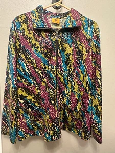 Ruby Rd. Short Blazer Jacket-Multi Color Turquoise Purple Shiny READ DESCRIPTION - Picture 1 of 14