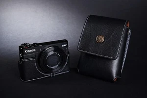 Estuche completo de cuero genuino para cámara bolsa cubierta bolsa para Canon G9X G9X Mark II - Imagen 1 de 46