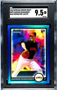 2010 Bowman Chrome Madison Bumgarner BLUE REFRACTOR RC /199 SGC 9.5 POP 1 - Picture 1 of 2