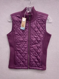 Prana Vest Womens Sz S Diva Quilted Ribbed Sherpa Fleece Lined Full Zip Purple - Picture 1 of 11