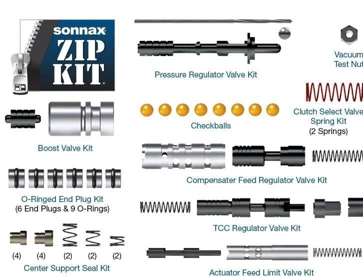 Sonnax 6L45-6L90-ZIP Kit de reconstrucción de cuerpo de válvula KIT DE CREMALLERA (S104741ZK) Foto 1 de 1