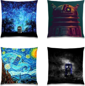 Dr Who Linen 18" x 18" Throw Pillows US Seller - Picture 1 of 8