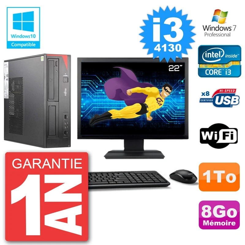 PC Fujitsu Esprimo E520 Pantalla 22" i3-4130 RAM 8Go Disco 1ToNuevo DVD Wifi W7 - Imagen 1 de 1