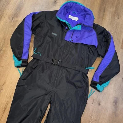 Columbia Ski Suit One Piece Snowsuit Snow Bib Jumpsuit Retro Vtg 1980s Mens XL - Image 1 of 4