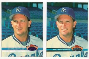 1991 Topps Stadium Club Bret Saberhagen #38 PURPLE and RAINBOW Foil Test Proofs - Picture 1 of 2