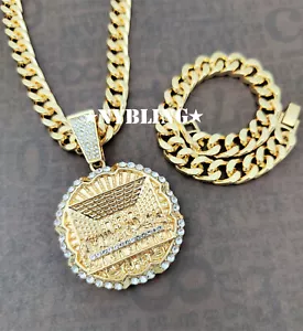 ┥3 piezas Colgante de la Última Cena COMBO XL, Collar y Pulsera Cubanos Miami Enchapados CZ - Imagen 1 de 10