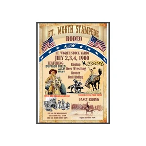 Ft Worth Rodeo Framed Poster with Wooden Frame, Unique Wall Art, Fun [...] - Picture 1 of 25