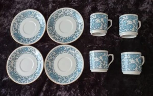 Juego de 4 tazas y platillos de espresso de cachemira dorada azul - Imagen 1 de 7