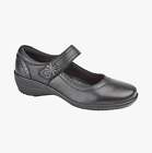Mod Comfys  Womens  Leather  Touch Fasten Mary Jane Shoes Black