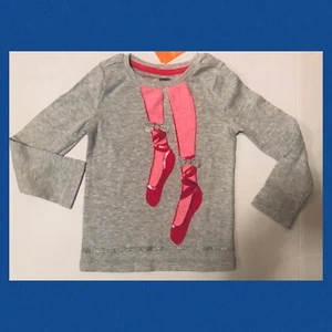 NWT Girls 4 Gymboree “PRIMA BALLERINA” Cotton Gray/Pink Ballet Shoes SHIRT TOP - Picture 1 of 2