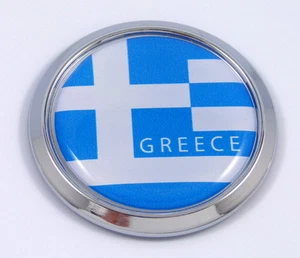 Greece Greek Round Flag Car Chrome Decal Emblem bumper Sticker bezel badge - Foto 1 di 1