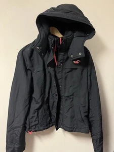 Women’s Hollister California Nylon Full Zip Parka Jacket Navy/pink Size L - Picture 1 of 8