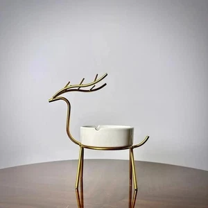 CENICERO METÁLICO DORADO ESTILO GACELA DECORACIÓN PARA MESA Y HOGAR - Imagen 1 de 4