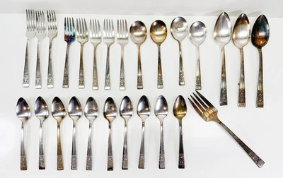 34 PIEZAS CORONATION Community Plato de Plata Cucharas Tenedores Servir Foto 1 de 4