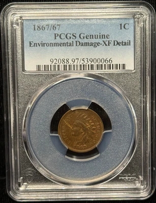 1867/67 Indian Head One Cent PCGS XF Detail Coin - 066 - Image 1 of 3