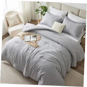 Bettdecken-Set - 3-teilig Soft Luxury Cationic California King hellgrau - Bild 1 von 7