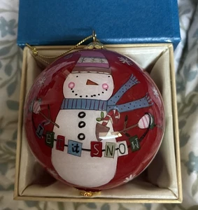 Pier 1 Imports Li Bien mundgeblasenes Glas Ornament, 2017 Schneemänner, originalverpackt - Bild 1 von 12