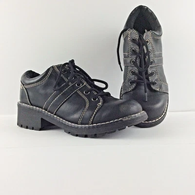 Zapatos gruesos Route 66 para mujer botas negras Y2K retro años 90 con cordones talla 7 vintage Foto 1 de 4