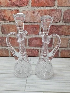 Vintage Brillant Kristall geschliffen Glas Kruzifix mit Stopfen - Öl & Essig Flaschen - Bild 1 von 5