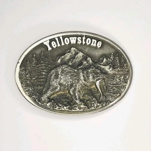 Yellowstone National Park Bear/ Fish Brass Belt Buckle Vintage Spec Cast #5828 - Picture 1 of 8