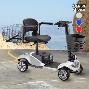 Electric Mobility Scooter Motorised 4 Wheel Folding Portable Blue Red Silver - Picture 1 of 21