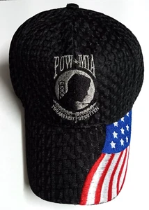 POW MIA You Are Not Forgotten American Flag Embroidered Mesh Military Hat Cap - Picture 1 of 3