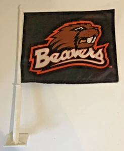 Oregon State Beavers 11 x 14 inch color team logo black car flag w/pole NWOT - Picture 1 of 1