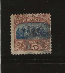 US Scott #119 used 15c brown & blue 1869 Pictorial Issue, type II, light cancel - Picture 1 of 2
