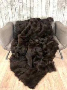 Luxury Brown fox fur blanket throw. Real fur blanket - Picture 1 of 3
