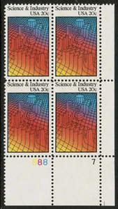 US USA Sc# 2031 MNH FVF PLATE # BLOCK Science Industry Wire Diagram - Picture 1 of 1