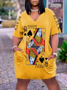 Women's Loose Short Sleeved Summer Plus Size Dress - Picture 1 of 12